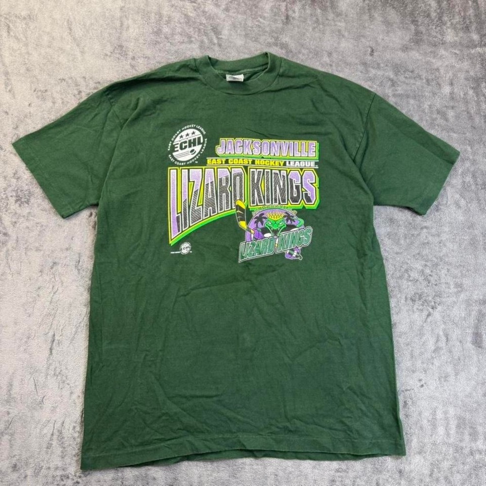 Vintage 1990s Jacksonville Lizard Kings ECHL Hockey T-Shirt XXL